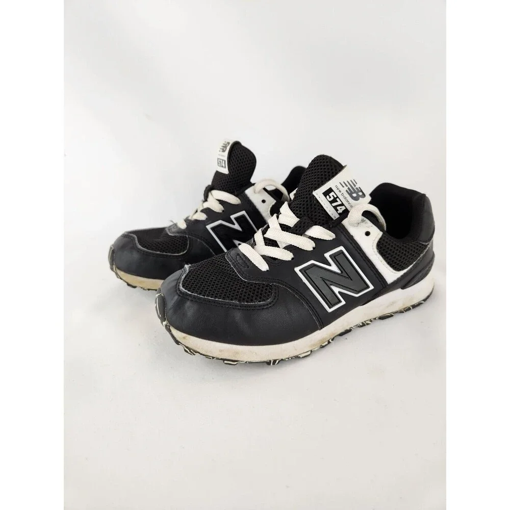 Kids New Balance Shoes 574 Black‎ White Sneakers Running Shoes Size Youth 3